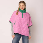 Pink and Green Quilted Puffer Poncho - Willow and Queen