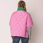Pink and Green Quilted Puffer Poncho - Willow and Queen