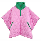 Pink and Green Quilted Puffer Poncho - Willow and Queen