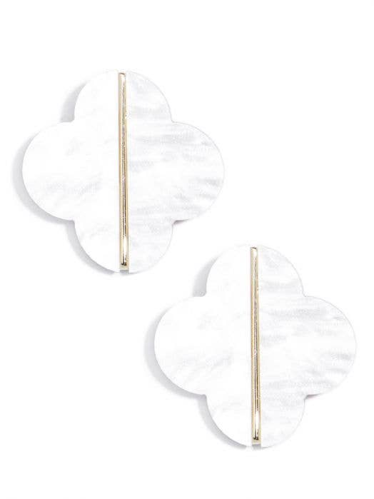 Gold and Enamel Quatrefoil Stud Earring - Willow and Queen