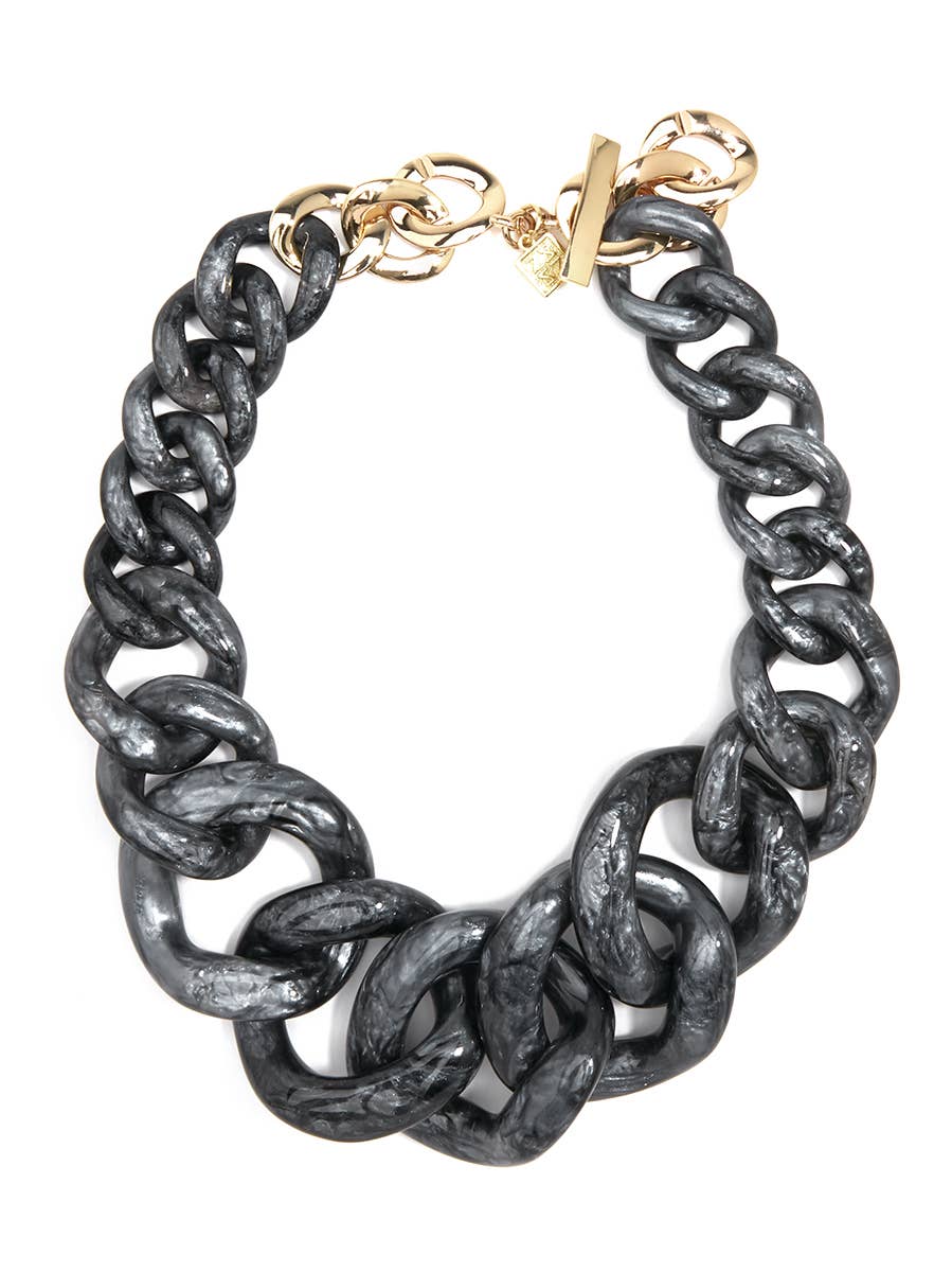 Metallic Marbled Linked Collar Necklace - Willow and Queen