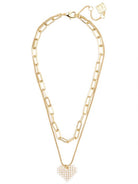 Layered Chain And Pearl Heart Pendant Necklace - Willow and Queen