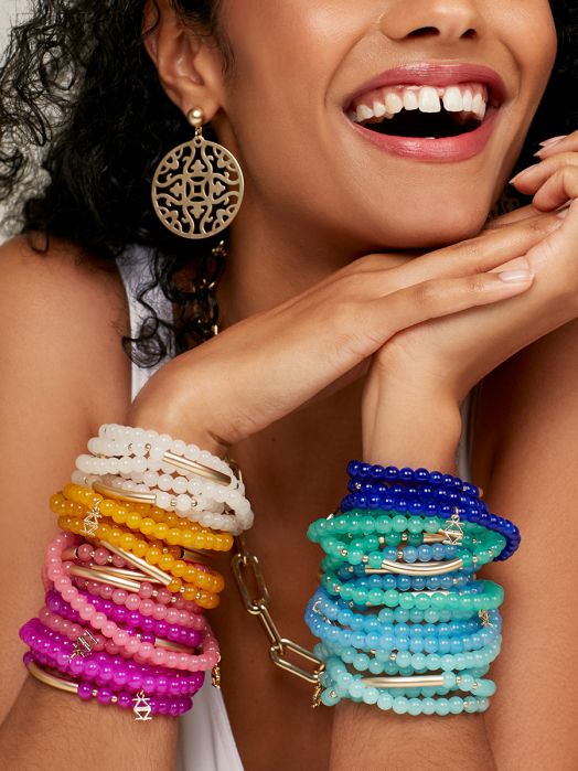 Glossy and Gold Beaded Wrap Bracelet | Multiple Colors - Willow and Queen