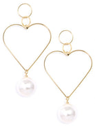 Heart And Pearl Statement Drop Earrings - Willow and Queen