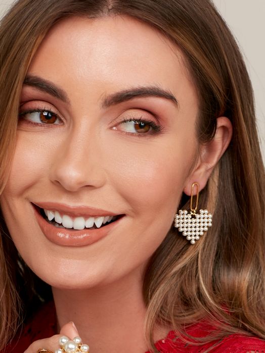 Beaded Pearl Heart Drop Earrings - Willow and Queen